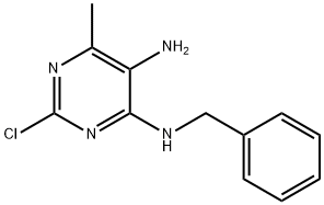 N*4*-Benzyl-2-chloro-6-methyl-pyrimidine-4,5-diamine Struktur