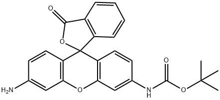 Carbamic acid, N-(6'-amino-3-oxospiro[isobenzofuran-1(3H),9'-[9H]xanthen]-3'-yl)-, 1,1-dimethylethyl ester Struktur