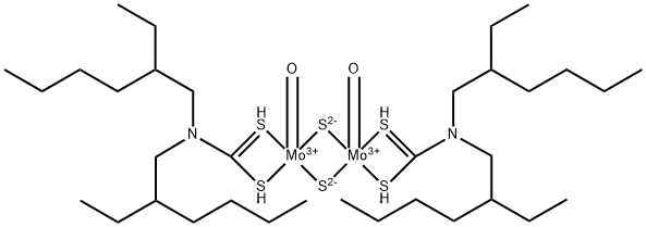 Molybdenum,bis[N,N-bis(2-ethylhexyl)carbamodithioato-kS,kS']dioxodi-m-thioxodi- Struktur