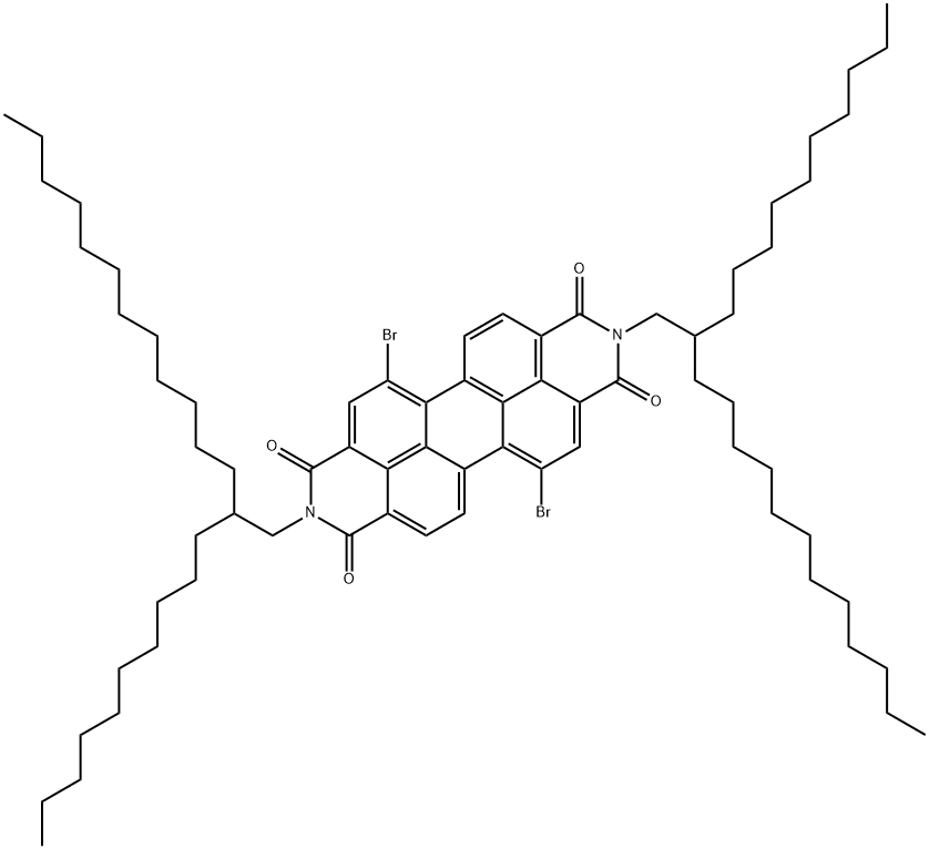 N,N’-Bis(2-decyl-tetradecyl)-1,7-dibromo-3,4,9,10-perylene diimide Struktur