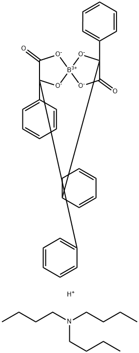 Borate(1-), bis[alpha-(hydroxy-kappa O)-alpha-phenylbenzeneacetato(2-)-kappa O]-, (T-4)-, hydrogen coMpound with N,N-dibutyl-1-butanaMine (1:1:1) (BABoTBA) Struktur