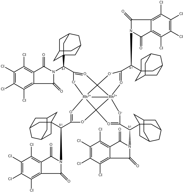 Rhodium, tetrakis[μ-[(αS)-4,5,6,7-tetrachloro-1,3-dihydro-1,3-dioxo-α-tricyclo[3.3.1.13,7]dec-1-yl-2H-isoindole-2-acetato-κO2:κO2']]di-, (Rh-Rh) Struktur