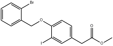 Benzeneacetic acid, 4-[(2-bromophenyl)methoxy]-3-iodo-, methyl ester Struktur