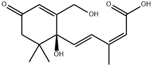 2,4-Pentadienoic acid, 5-[(1S)-1-hydroxy-2-(hydroxymethyl)-6,6-dimethyl-4-oxo-2-cyclohexen-1-yl]-3-methyl-, (2Z,4E)- Struktur