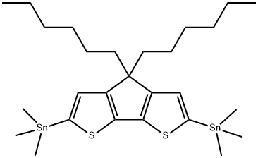 Stannane, 1,1'-(4,4-dihexyl-4H-cyclopenta[2,1-b:3,4-b']dithiophene-2,6-diyl)bis[1,1,1-trimethyl- Struktur