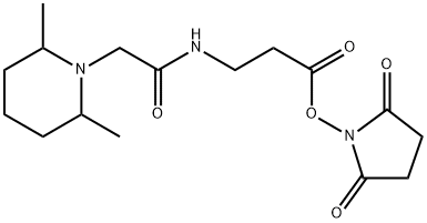 2,5-Dioxo-1-pyrrolidinyl 3-[2-(2,6-Dimethyl-1-piperidyl)acetamido]propanoate Struktur