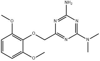 6-[(2,6-dimethoxyphenoxy)methyl]-2-N,2-N-dimethyl-1,3,5-triazine-2,4-diamine Struktur