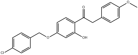 JR-7024, 1-(4-(4-Chlorobenzyloxy)-2-hydroxyphenyl)-2-(4-methoxyphenyl)ethanone, 97% Struktur