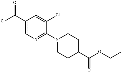 4-Piperidinecarboxylic acid, 1-[3-chloro-5-(chlorocarbonyl)-2-pyridinyl]-, ethyl ester Struktur