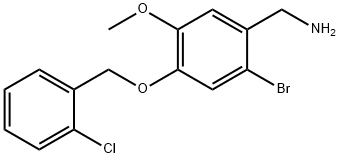 {2-bromo-4-[(2-chlorophenyl)methoxy]-5-methoxyphenyl}methanamine Struktur