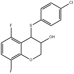 2H-1-Benzopyran-3-ol, 4-[(4-chlorophenyl)thio]-5,8-difluoro-3,4-dihydro- Struktur