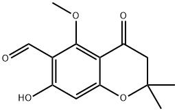 7-Hydroxy-5-methoxy-2,2-dimethyl-4-oxochroman-6-carbaldehyde Struktur