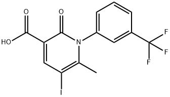 3-?Pyridinecarboxylic acid, 1,?2-?dihydro-?5-?iodo-?6-?methyl-?2-?oxo-?1-?[3-?(trifluoromethyl)?phenyl]?- Struktur