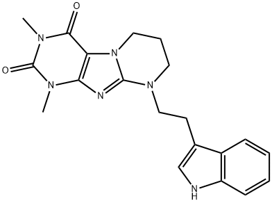 Pyrimido[2,1-f]purine-2,4(1H,3H)-dione, 6,7,8,9-tetrahydro-9-[2-(1H-indol-3-yl)ethyl]-1,3-dimethyl- Struktur