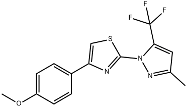 Thiazole, 4-(4-methoxyphenyl)-2-[3-methyl-5-(trifluoromethyl)-1H-pyrazol-1-yl]- Struktur