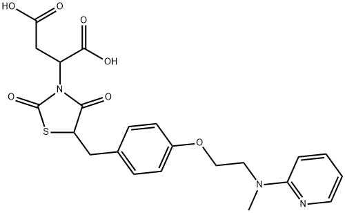 Butanedioic acid, 2-[5-[[4-[2-(methyl-2-pyridinylamino)ethoxy]phenyl]methyl]-2,4-dioxo-3-thiazolidinyl]- Struktur