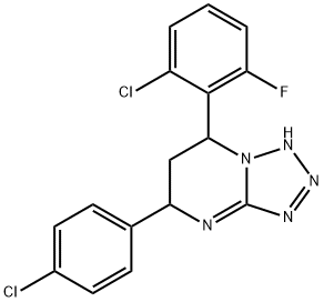 Tetrazolo[1,5-a]pyrimidine, 7-(2-chloro-6-fluorophenyl)-5-(4-chlorophenyl)-1,5,6,7-tetrahydro- Struktur