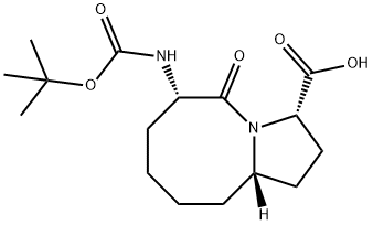 Pyrrolo[1,2-a]azocine-3-carboxylic acid, 6-[[(1,1-dimethylethoxy)carbonyl]amino]decahydro-5-oxo-, (3S,6S,10aS)- Struktur