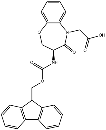 1,5-Benzoxazepine-5(2H)-acetic acid, 3-[[(9H-fluoren-9-ylmethoxy)carbonyl]amino]-3,4-dihydro-4-oxo-, (3S)- Struktur