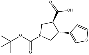 (Tert-Butoxy)Carbonyl (±)-trans-4-(3-thienyl)-pyrrolidine-3-carboxylic acid Struktur