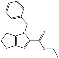 Cyclopenta[b]pyrrole-2-carboxylic acid, 1,4,5,6-tetrahydro-1-(phenylmethyl)-, ethyl ester Struktur