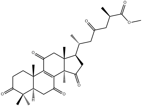 Lanost-8-en-26-oic acid, 3,7,11,15,23-pentaoxo-, methyl ester, (25R)- Struktur