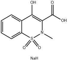 2H-1,2-Benzothiazine-3-carboxylic acid, 4-hydroxy-2-methyl-, 1,1-dioxide, sodium salt (1:2) Struktur