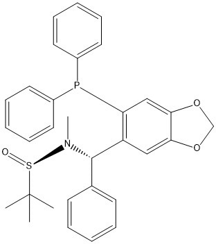 [S(R)]-N-[(S)-[6-(二苯基膦)苯并[D][1,3]-二氧戊環(huán)-5基]-1-苯基甲基]-N-甲基-2-叔丁基亞磺酰胺, , 結(jié)構(gòu)式