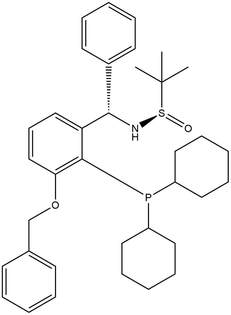 [S(R)]-N-[(S)-[(3-(Benzyloxy)-2-(dicyclohexylphosphino)phenyl)phenylmethyl]-2-methyl-2-propanesulfinamide Struktur