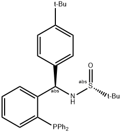 S(R)]-N-[(R)-(4-(tert-Butyl)phenyl)[2-(diphenylphosphino)phenyl]methyl]-2-methyl-2-propanesulfinamide Struktur