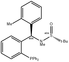 S(R)]-N-[(R)-(2-Methylphenyl)[2-(diphenylphosphino)phenyl]methyl]-N,2-dimethyl-2-propanesulfinamide Struktur