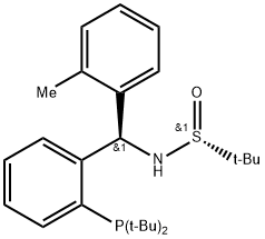 [S(R)]-N-[(R)-[2-(Di-tert-butylphosphanyl)(2-methylphenyl)phenyl]methyl]-2-methyl-2-propanesulfinamide Struktur