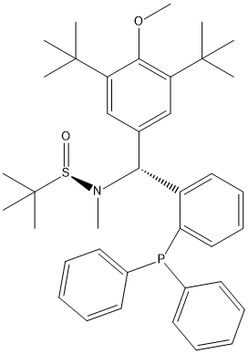 [S(R)]-N-[(R)-[3,5-Bis(1,1-dimethylethyl)-4-methoxyphenyl][2-(diphenylphosphino)phenyl]methyl]-N,2-dimethyl-2-propanesulfinamide Struktur