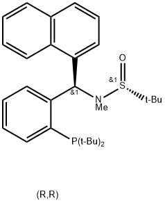 [S(R)]-N-[(R)-2-(Di-tert-butylphosphino)phenyl]-1-naphthalenylmethyl]-N,2-dimethyl-2-propanesulfinamide Struktur