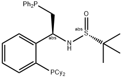 [S(R)]-N-[(1S)-2-(Diphenylphosphino)-1-[2-(dicyclohexylphosphanyl)phenyl]ethyl]-2-methyl-2-propanesulfinamide Struktur