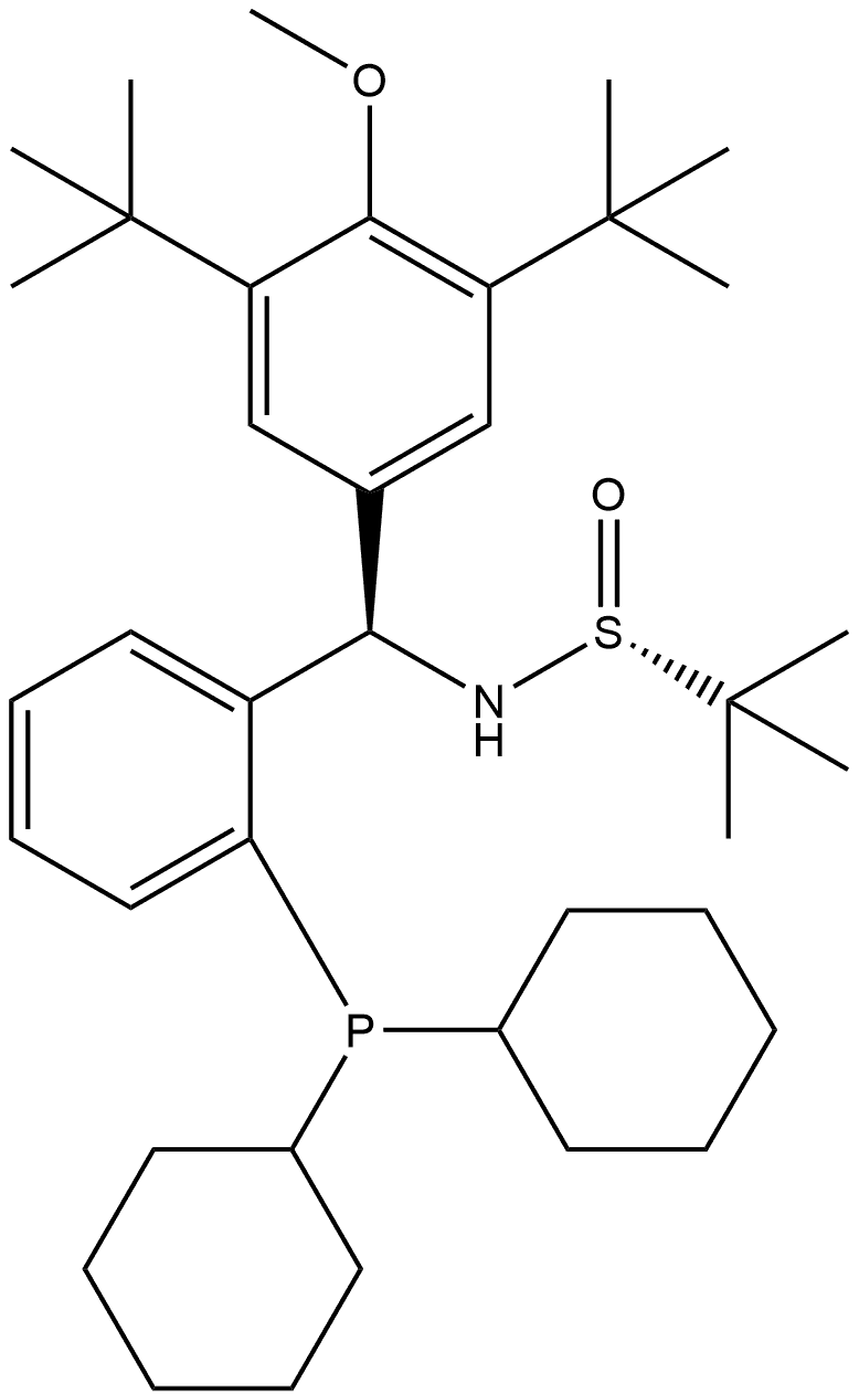 [S(R)]-N-[(R)-[3,5-Bis(1,1-dimethylethyl)-4-methoxyphenyl][2-(dicyclohexylphosphino)phenyl]methyl]-2-methyl-2-propanesulfinamide Struktur