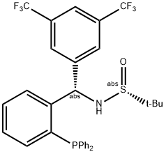 [S(R)]-N-[(S)-[3,5-Bis(trifluoromethyl)phenyl][2- (diphenylphosphino)phenyl]methyl]-2-methyl-2-propanesulfinamide Struktur