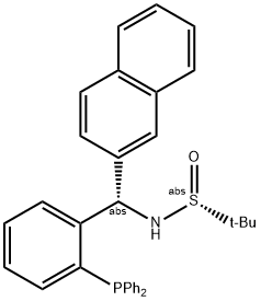 S(R)]-N-[(S)-[2-(Diphenylphosphino)phenyl](2-naphthalenyl)methyl]-2-methyl-2-propanesulfinamide Struktur