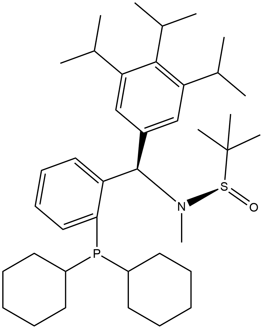 S(R)]-N-[(R)-[2-(二環(huán)己基膦)苯基](2,4,6-三異丙基苯基)甲基]-N-甲基-2-叔丁基亞磺酰胺 結(jié)構(gòu)式