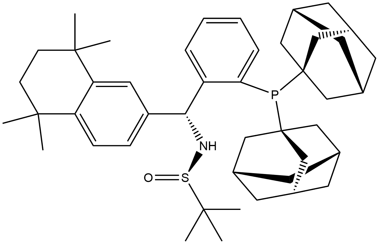 [S(R)]-N-((S)-(2-(Diadamantanphosphino)phenyl)(5,6,7,8-tetrahydro-5,5,8,8-tetramethyl-2-naphthalenyl)methyl]-2-methyl-2-propanesulfinamide Struktur