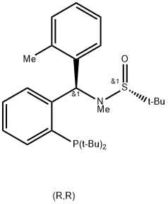 [S(R)]-N-[(R)-[2-(Di-tert-butylphosphanyl)(2-methylphenyl)phenyl]methyl]-N,2-dimethyl-2-propanesulfinamide Struktur