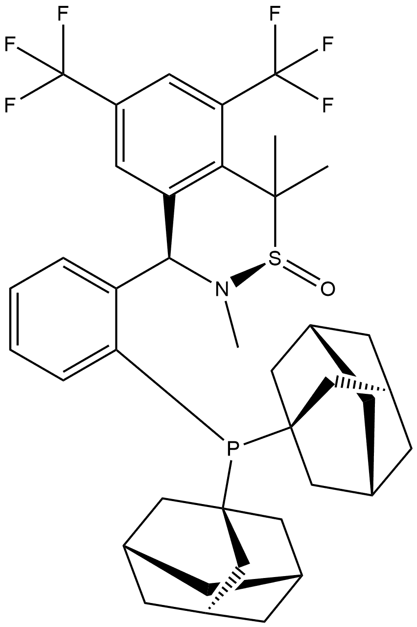 [S(R)]-N-[(R)-3,5-Bis(trifluoromethyl)phenyl)[2-(Diadamantanphosphino)phenyl]methyl]-N,2-dimethyl-2-propanesulfinamide Struktur