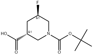 trans-5-Fluoro-piperidine-1,3-dicarboxylic acid 1-tert-butyl ester Struktur