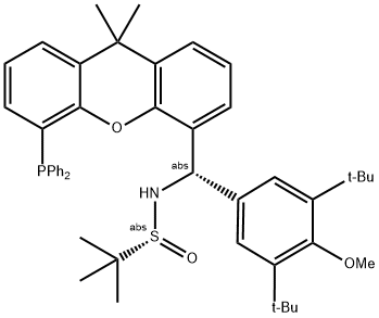 [S(R)]-N-[(S)-[3,5-Di-tert-butyl-4-methoxyphenyl][5-(diphenylphosphino)-9,9-dimethyl-9H-xanthen-4-yl]methyl]-2-methyl-2-propanesulfinamide Struktur