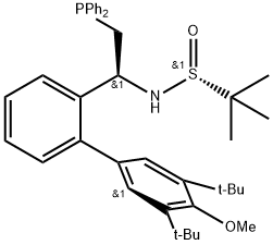 [S(R)]-N-[(1S)-1-[3',5'-Bis(1,1-dimethylethyl)-4'-methoxy[1,1'-biphenyl]-2-yl]-2-(diphenylphosphino)ethyl]-2-methyl-2-propanesulfinamide Struktur