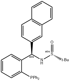 S(R)]-N-[(R)-[2-(Diphenylphosphino)phenyl](2-naphthalenyl)methyl]-2-methyl-2-propanesulfinamide Struktur