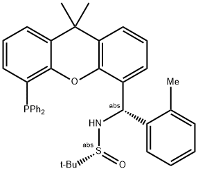 [S(R)]-N-[(S)-(2-methylphenyl)[5-(diphenylphosphino)-9,9-dimethyl-9H-xanthen-4-yl]methyl]-2-methyl-2-propanesulfinamide Struktur