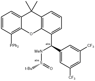 [S(R)]-N-[(R)-[3,5-Bis(trifluoromethyl)phenyl][5-(diphenylphosphino)-9,9-dimethyl-9H-xanthen-4-yl]methyl]-N,2-dimethyl-2-propanesulfinamide Struktur