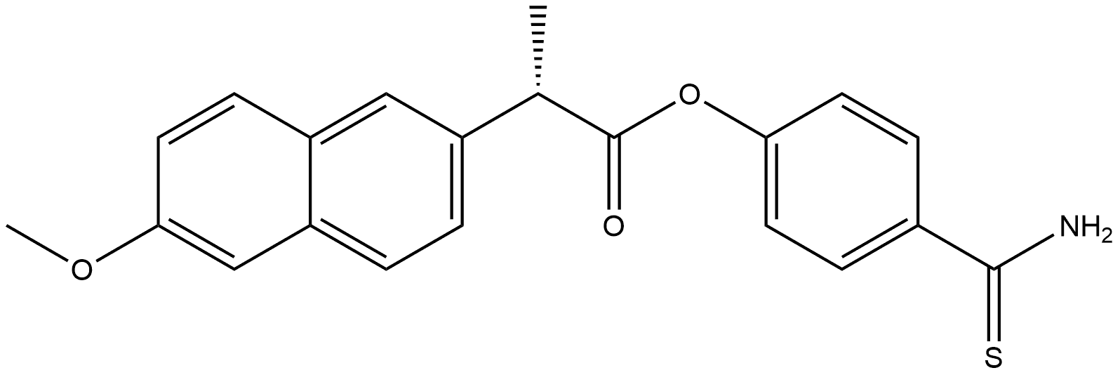 2-Naphthaleneacetic acid, 6-methoxy-α-methyl-, 4-(aminothioxomethyl)phenyl ester, (αS)- Struktur