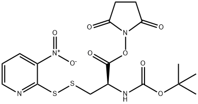 tert-butyloxycarbonyl-(S-(3-nitro-2-pyridinesulfenyl))cysteine-N-hydroxysuccinimide Struktur